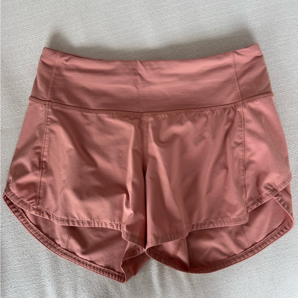 Women’s lululemon speed up mid-rise lined 4” shorts, size 4, Pink Savannah
